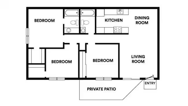 3 Beds • 2 Bath 5904 floor plan