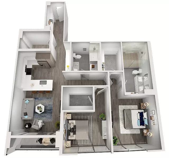 2 Beds • 2 Bath 2704 floor plan