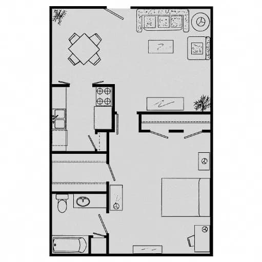 1 Bed, 1 Bath 193 floor plan