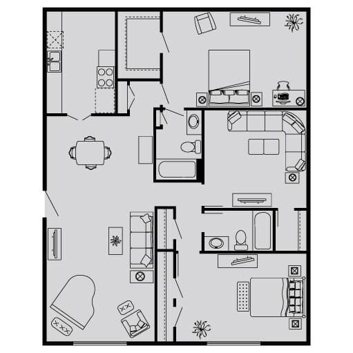 3 Beds • 2 Bath 196 floor plan