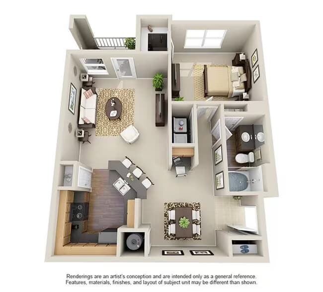 1 Bed • 1 Bath 06-204 floor plan