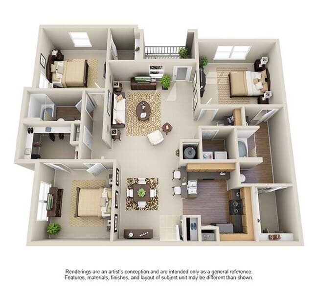 3 Beds • 2 Bath 01-303 floor plan