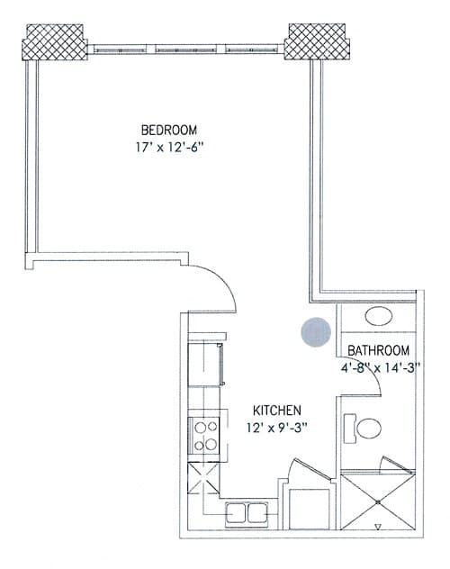 1 Bedroom, 1 Bathroom 505 floor plan