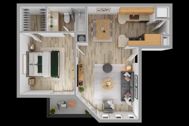 1 Bed • 2 Bath 425 floor plan