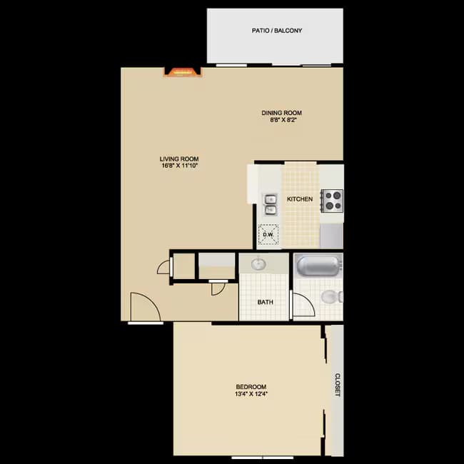 1 Bed • 1 Bath 219 floor plan