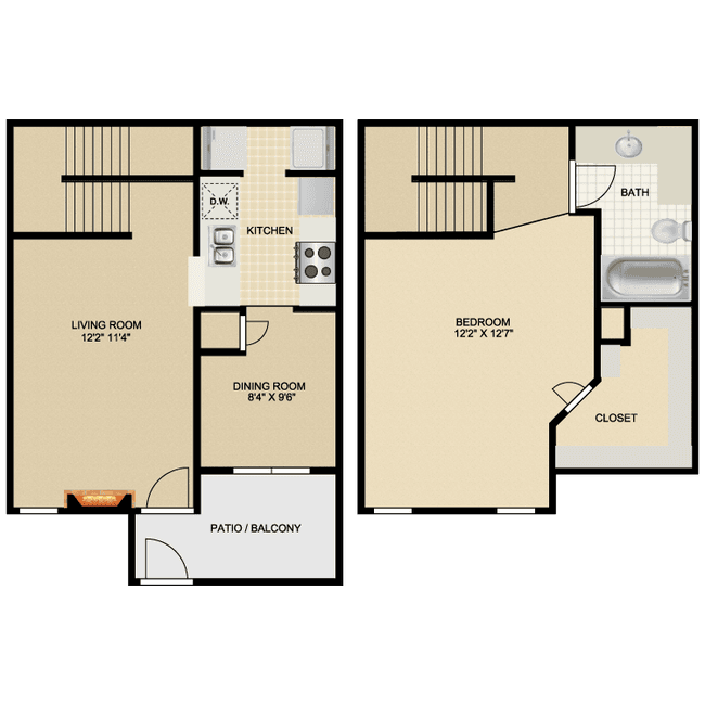 1 Bed • 1 Bath 522 floor plan