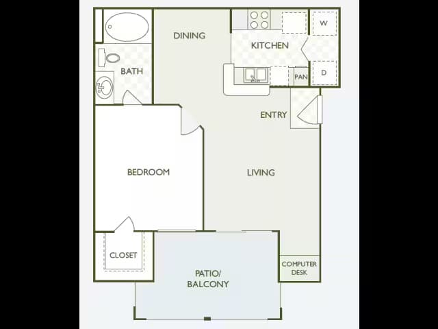 1 Bed • 1 Bath 0816 floor plan