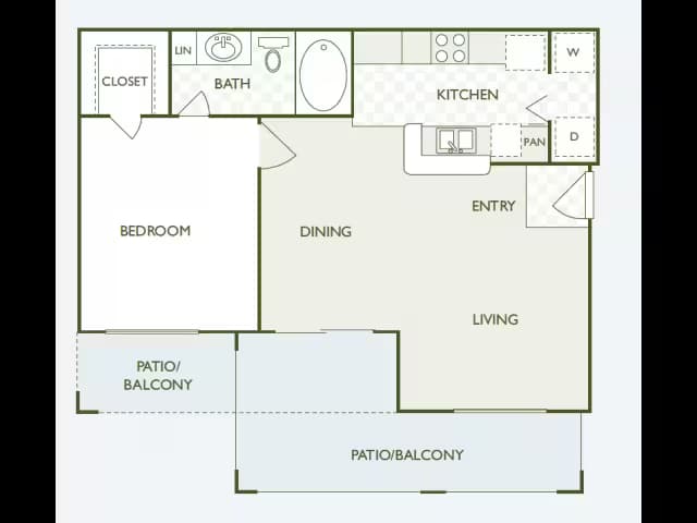 1 Bed • 1 Bath 0523 floor plan