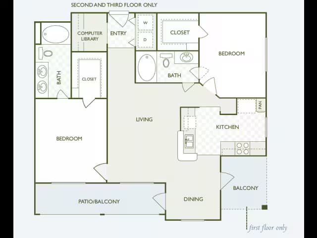 2 Beds • 2 Bath 1535 floor plan
