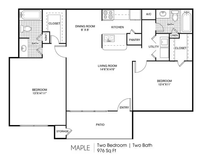 2 bedroom 2 bathroom 2172 floor plan