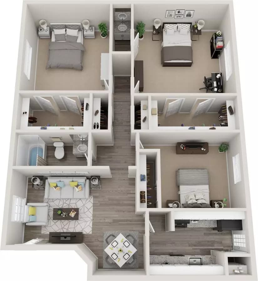 C3 | 3 Bed | 2 Bath SW-204 floor plan