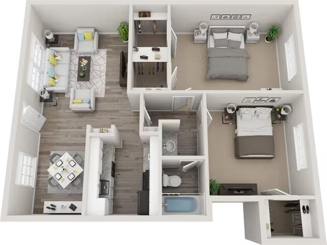 B1 | 2 Bed | 1 Bath W-456 floor plan