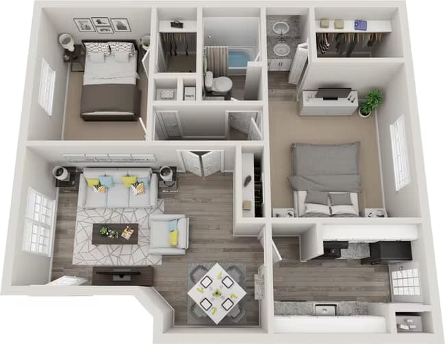 B5 | 2 Bed | 1 Bath W-552 floor plan