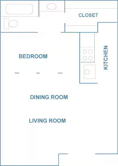 1 Bed • 1 Bath 524 floor plan