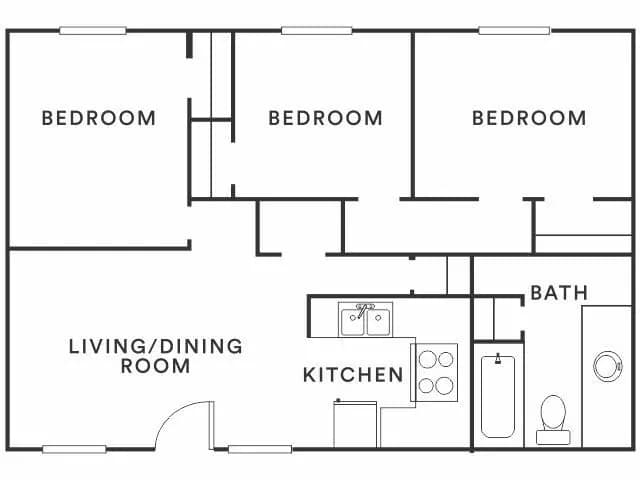 3 Beds • 2 Bath 156 floor plan