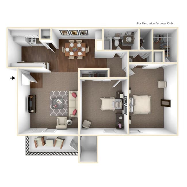 2 Beds • 2 Bath floor plan