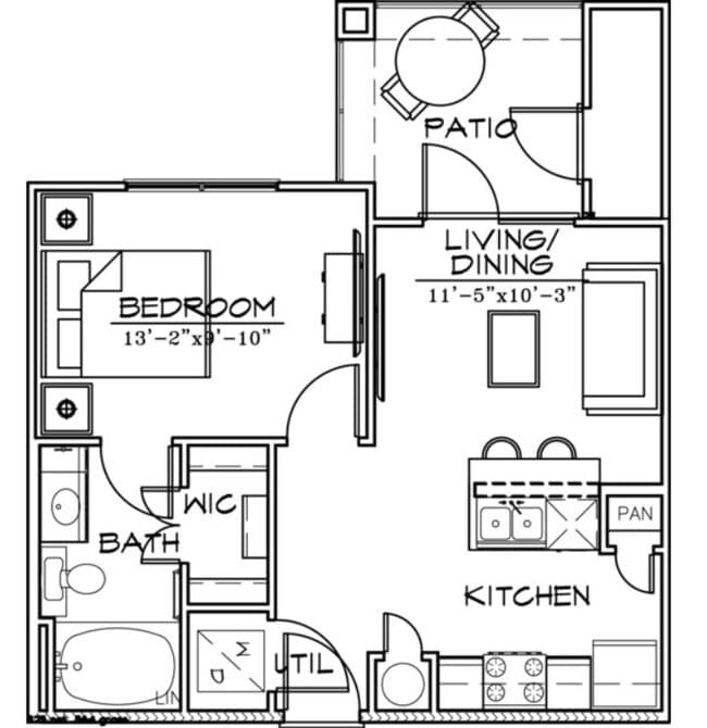 1 BED / 1 BATH 325 floor plan