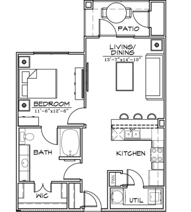 1 BED / 1 BATH 1113 floor plan
