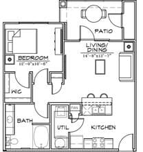 1 BED / 1 BATH 817 floor plan