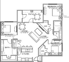 3 BED / 2 BATH 120 floor plan