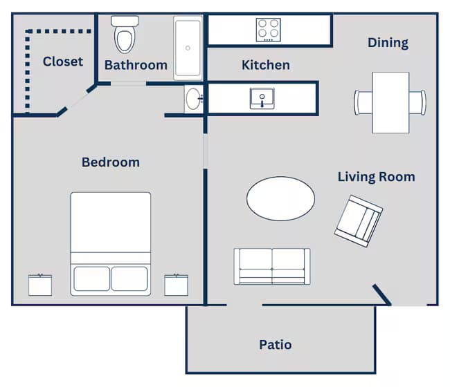 1 Bed • 1 Bath 0103 floor plan