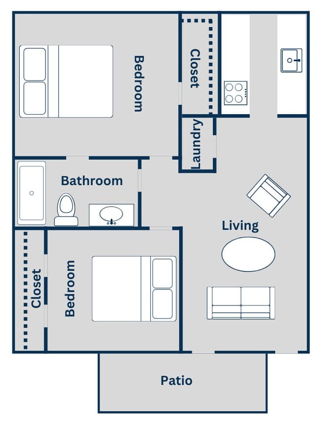 2 Beds • 2 Bath 1004 floor plan