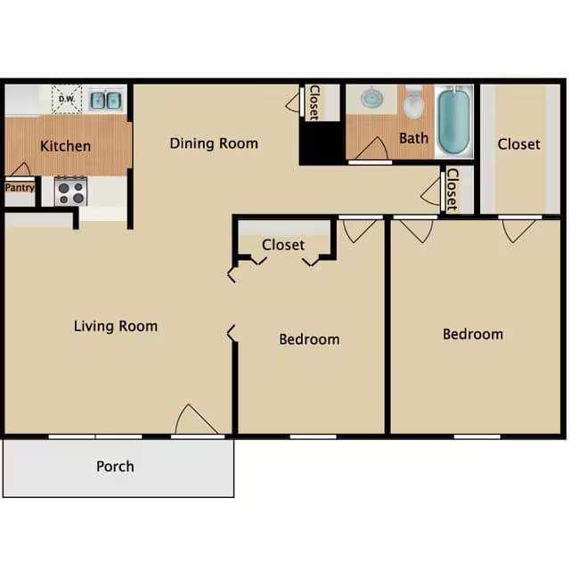 2 Beds • 2 Bath 1815 floor plan