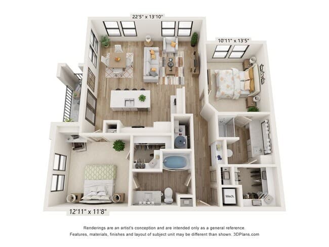 2 Beds • 2 Bath 5309 floor plan