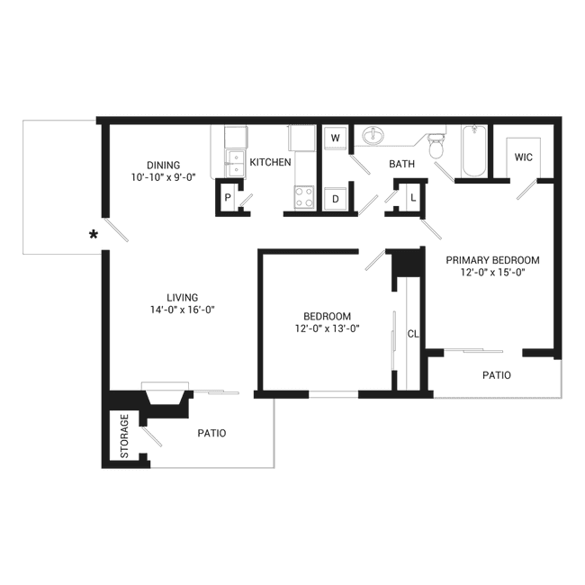 2 Beds • 2 Bath 1507 floor plan