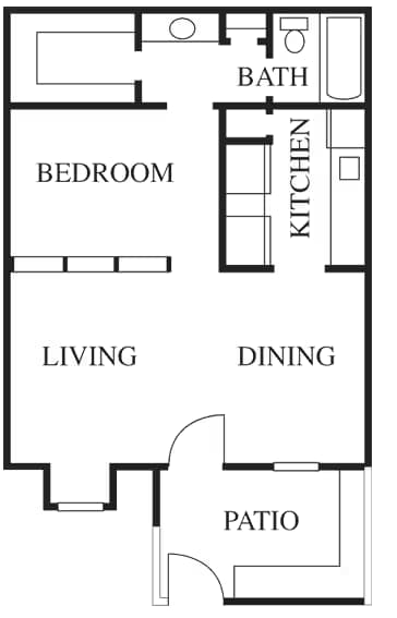 A1- Efficiency/Studio 125 floor plan