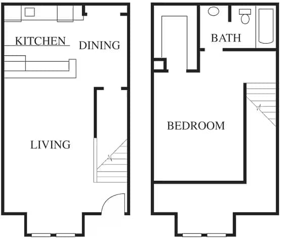 A2- 1 Bedroom Townhome 002 floor plan