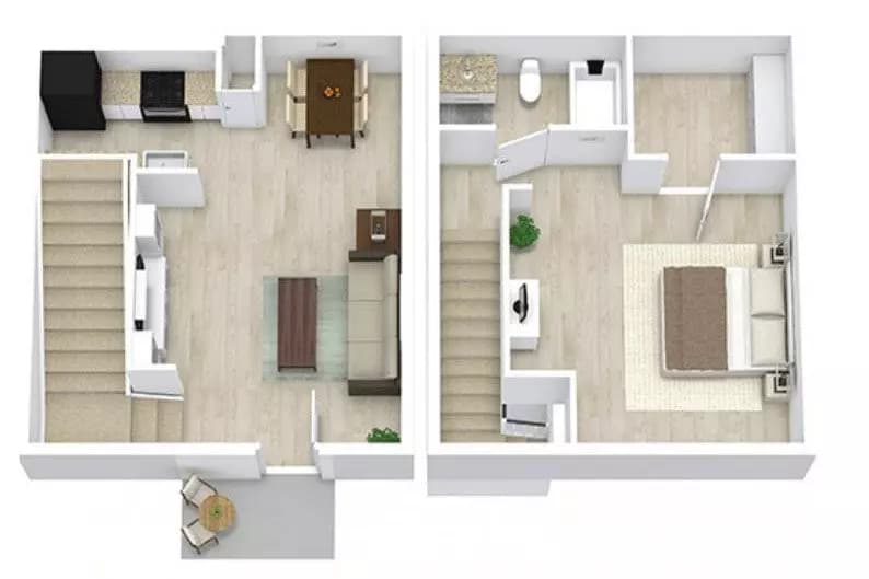 1 Bed • 1 Bath 1207 floor plan