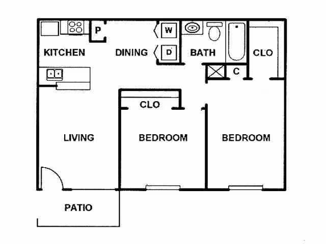 2 Beds • 2 Bath 1210 floor plan