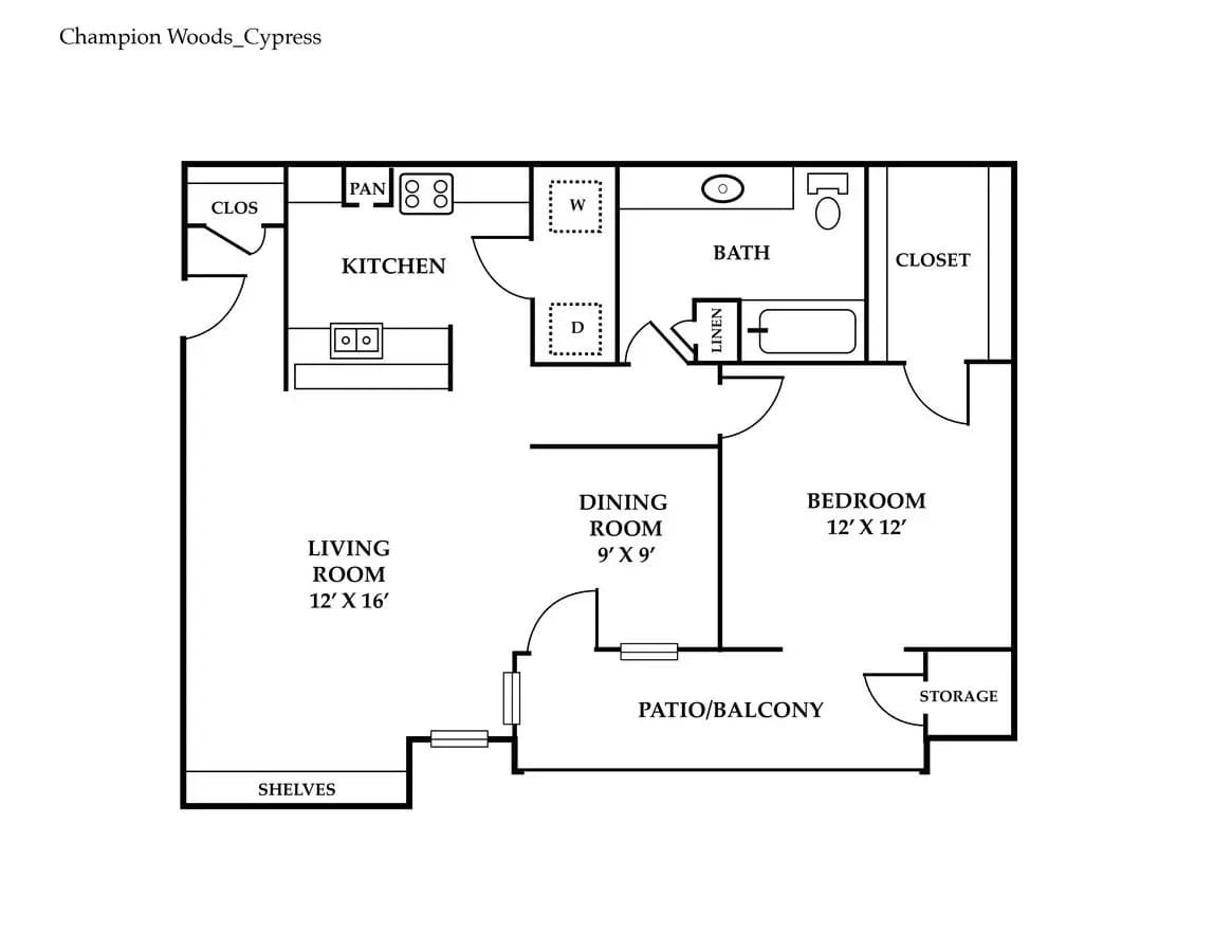 1 Bed • 1 Bath 815 floor plan