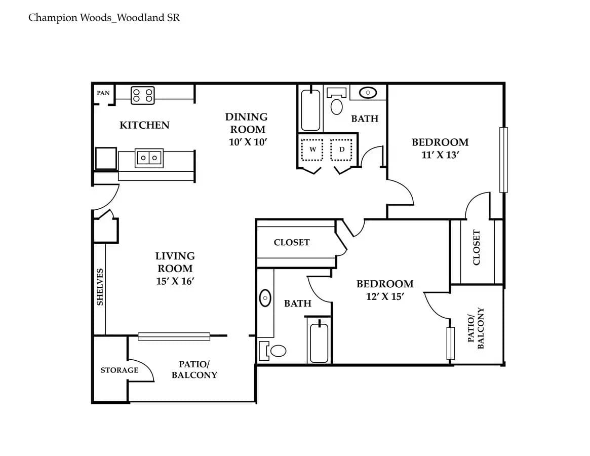 2 Beds • 2 Bath 825 floor plan