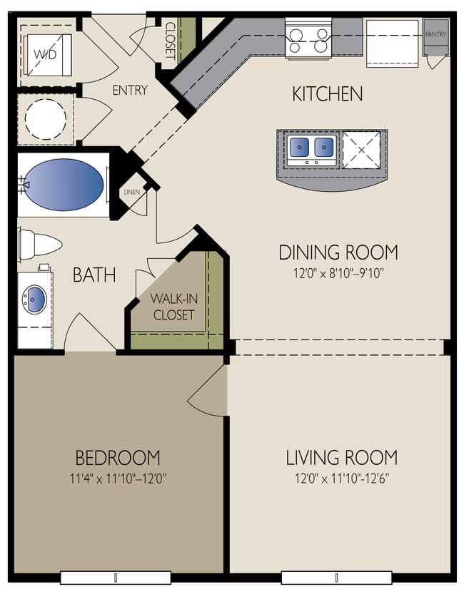 1 Bed • 1 Bath 353 floor plan