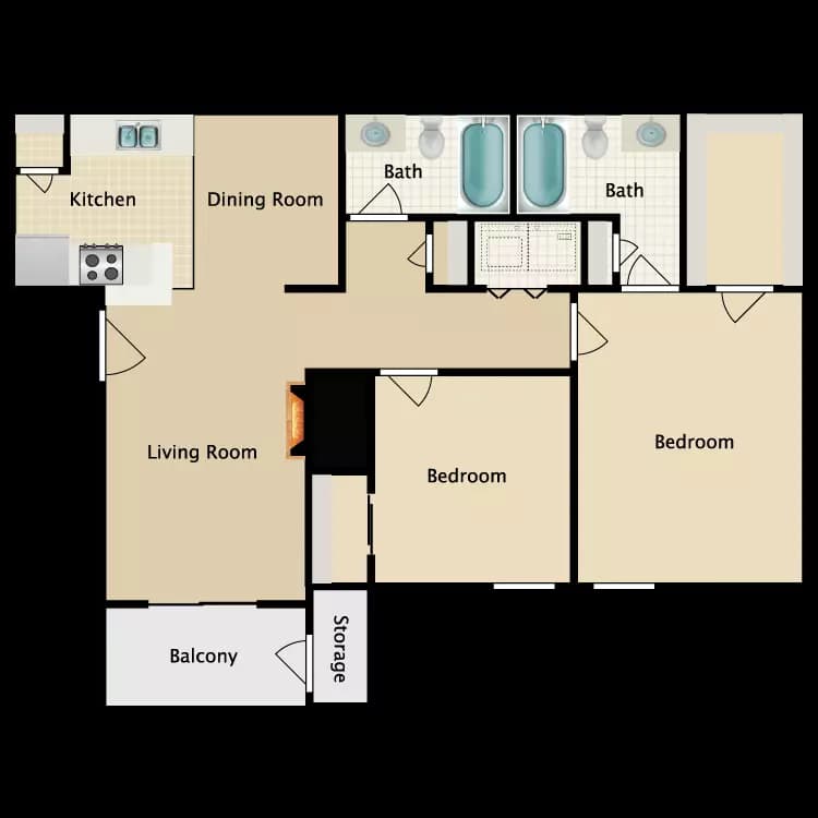 2x2 floor plan