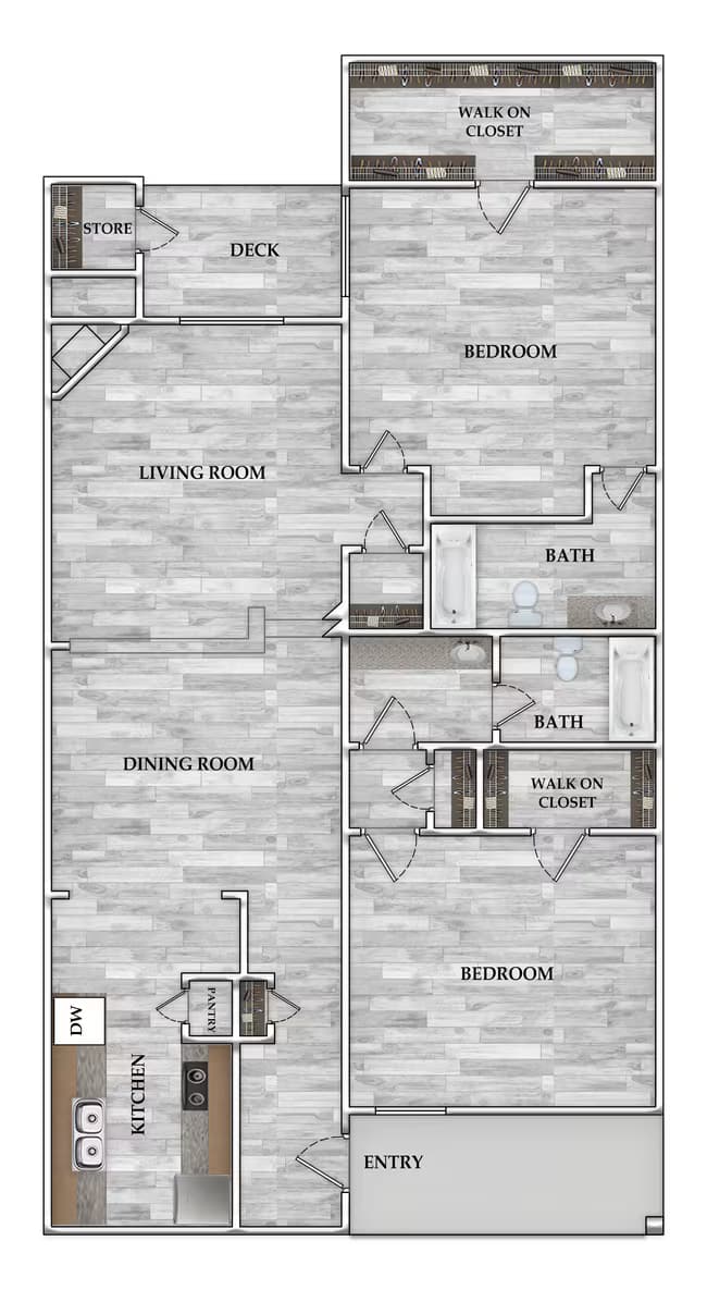 2x2 1185 sf 197 floor plan