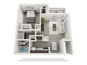 1 Bed 1 Bath 3202 floor plan