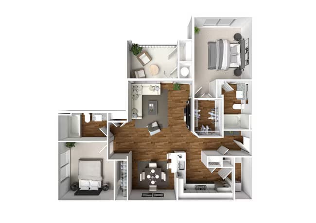 2 Beds • 2 Bath 838 floor plan