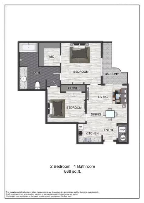 2 Beds • 2 Bath 2082 floor plan