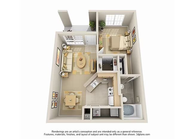 One Bedroom 1410 floor plan