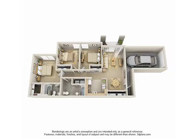 Three Bedroom 1202 floor plan