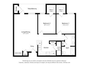 Two Bedroom A 1204 floor plan