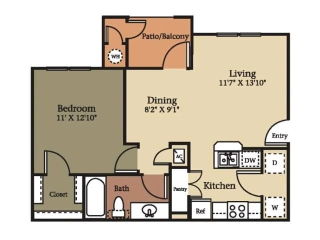 1 Bedroom 1 Bathroom A1 0813 floor plan