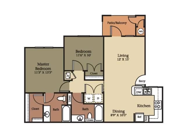 2 Bedroom 2 Bathroom B2 0915 floor plan