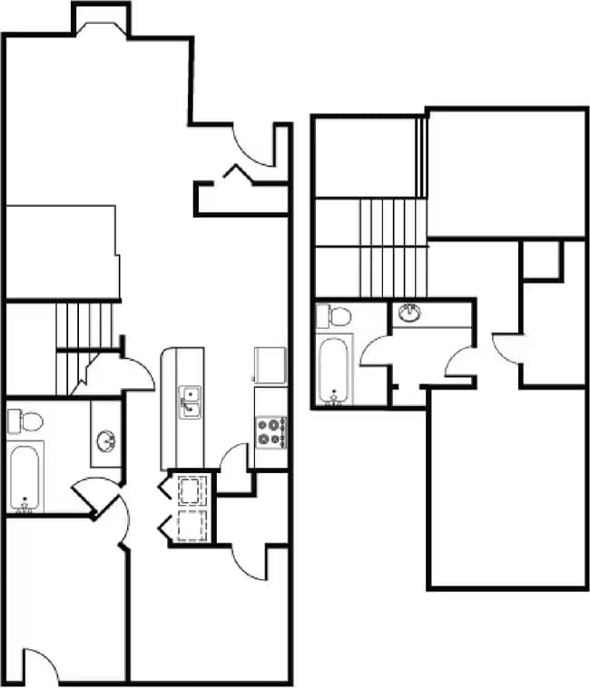 2 Beds • 1 Bath 1605 floor plan