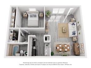 1 Bed 1 Bath Lux Reno 126 floor plan