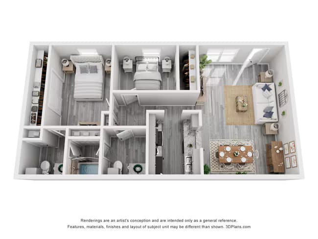 2 Bed 1.5 Bath Lux Reno 286 floor plan