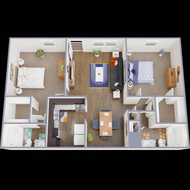 2 Bedroom / 2 Bathroom 1013 floor plan
